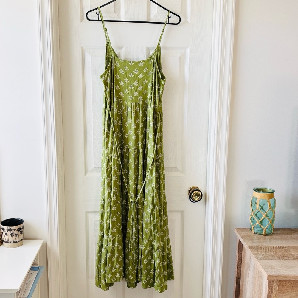 Patrons of Peace Green White Floral Spaghetti-Strap Maxi Dress - Picture 6 of 8